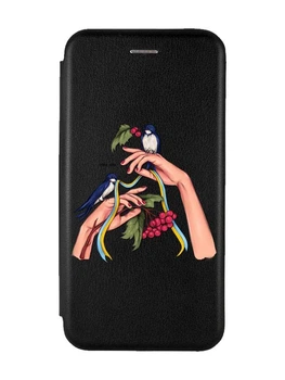 Чохол-книжка з малюнком для Samsung Galaxy A15 (A155) Чорний :: Ластівки (принт 15)