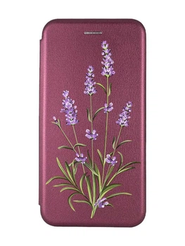 Чохол-книжка з малюнком для iPhone 7, 8 Бордовий :: Гілочки лаванди (принт 266)