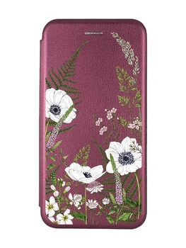 Чехол-книжка с рисунком для Samsung Galaxy A25 (A256) Бордовый :: Цветы полевые (принт 363)