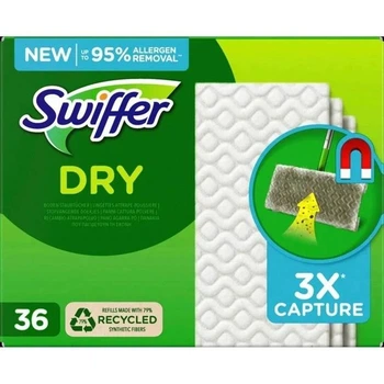 Змінні сухі серветки Swiffer 36 шт. для швабри для збирання пилу, бруду та ворсу