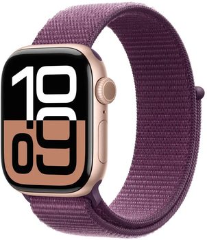 Смарт-годинник Apple Watch Series 10 GPS + Cellular 42mm Rose Gold Aluminium Case with Plum Sport Loop (MWXC3)