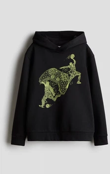 Черное теплое худи с капюшоном для мальчика H&M 8-10 лет 134-140 см