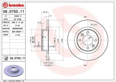 Гальмівний диск Brembo (08D75011)