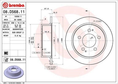 Гальмівний диск Brembo (08D56811)