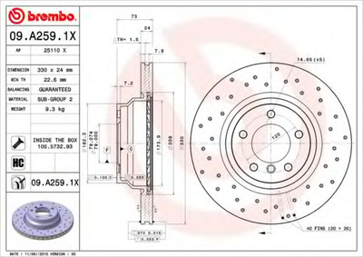 Гальмівний диск Brembo (09A2591X)