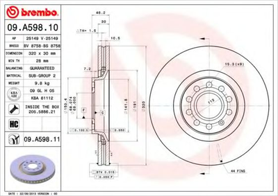 Тормозной диск Brembo (09A59811)