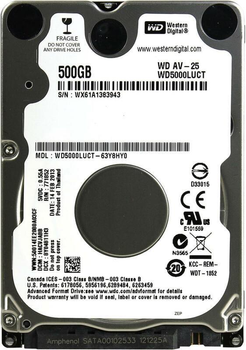Жесткий диск 2.5" SATA 500GB WD AV-25 (_WD5000LUCT_)