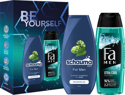 Набір для чоловіків For men. Be Yourself Шампунь Schauma 250 мл + Гель для душу Fa Men Xtra Cool 250 мл (4015100863222)