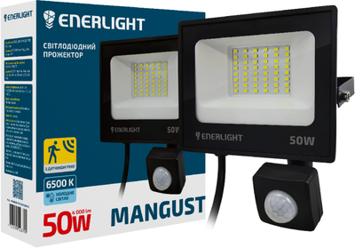 Прожектор ENERLIGHT Mangust 50Вт 6500K з датчиком (MANGUST50SMD80СS)