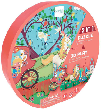 3D Puzzle Scratch Księżniczka 2 w 1 34 x 25 cm 32 elementy (5414561812012)