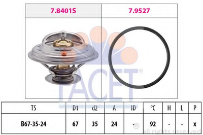 Термостат Audi A4, A6, A8/Skoda SUPERB; VW Passat 1.6-4.2i 96-08 (92 C) Facet (78401)