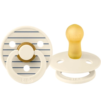 Класична латексна пустушка BIBS Colour STUDIO Collection Pin Ivory Steel Blue 6-18 міс. розмір 2