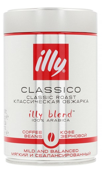 Кава в зернах Illy Classico Класичне обсмаження в металевій банці 250 г (8003753900520)