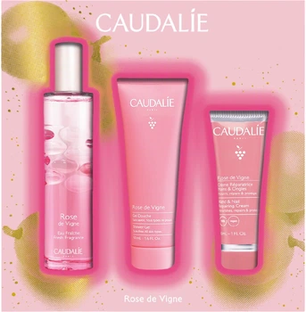 Набор косметики для догляду Caudalie Rose de Vigne&nbsp;Xmas Крем для рук 30 мл + Гель для душу 50 мл + Освіжаюча вода 50 мл (3522933028144)