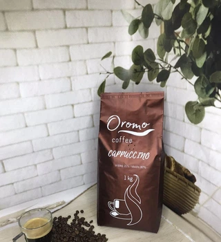 Кава зернова Oroma Cappuccino 20% арабіка 80% робуста Орома з смаком Капучино 1кг