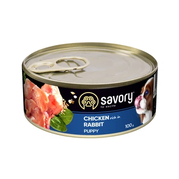 Влажный корм для щенков Savory со вкусом курицы и кролика 200 (г)