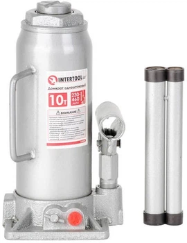 Домкрат гидравлический Intertool 10 т 230-460 мм одноштоковый бутылочный вертикальный автомобильный (000016021)