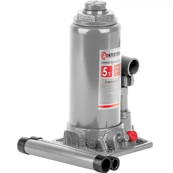 Домкрат гидравлический Intertool 5 т 200-385 мм в кейсе одноштоковый бутылочный вертикальный автомобильный (000016020)