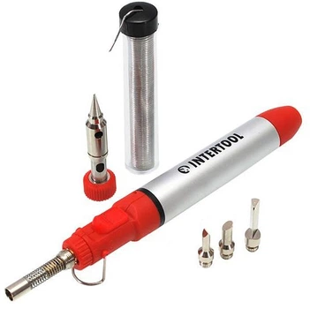 Микрогорелка Intertool 12 мл 1300 °C газовый паяльник с насадками в кейсе заправка от балончика для зажигалок (000007348)