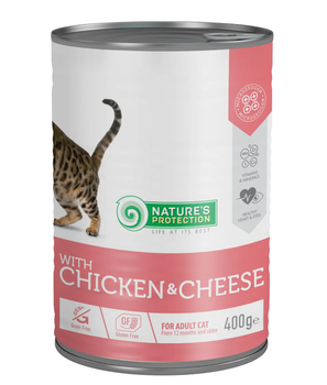 Влажный корм для взрослых кошек с курицей и сыром Nature's Protection with Сhicken & Сheese 400 г
