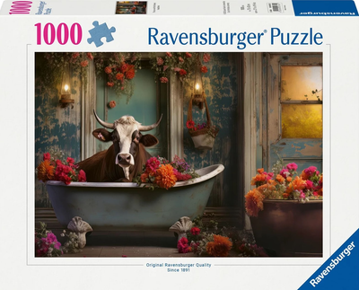 Puzzle Ravensburger Krowa w kąpieli 70 x 50 cm 1000 elementów (4005555007821)