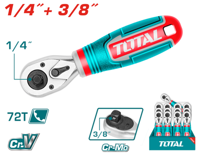 Ключ TOTAL THT1061438 трещітка 1/4"+3/8", 140 мм.