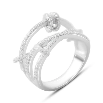 Серебряное кольцо с фианитами, вес изделия 4,7 гр (2169369)
