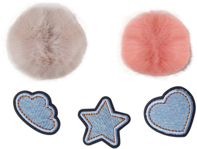 Przypinki jibbitz Denim And Pink Puff 5 szt