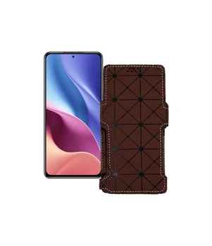Чохол-книжка з екошкіри для телефону Xiaomi Redmi K40 2021 Коричневий ромб