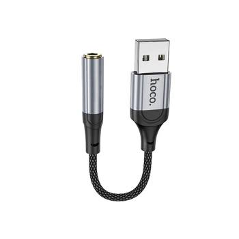 Аудиокабель HOCO LS36 USB-A to 3.5mm female, nylon braid, 0,12m, Black 6942007608879