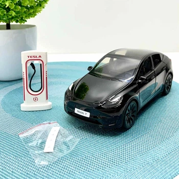 Машина Автосвит Tesla Model Y инерционная открываются двери капот багажник 17см Черная (AP-2001)