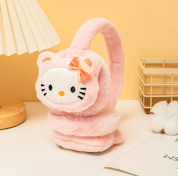 Теплые наушники детские с ушками из искусственного меха hello Kitty Fashion kids (Kuromi ) геншен, манги, Санріо Кітті, Мелоди розовый 1022 (AN)