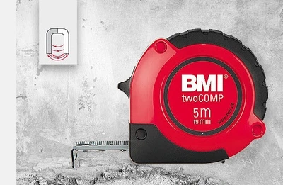 Рулетка вимірювальна 5 метрів магнітна twoCOMP BMI 472541021M