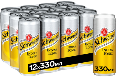 Упаковка безалкогольного напою Schweppes Indian Tonic 330 мл х 12 шт (5449000096401)