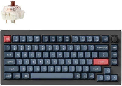 Клавіатура бездротова Keychron V1 Max 84Key, Gateron Jupiter Brown, WL/BT/USB-A, QMK, Hot-swap, Knob, EN/UKR, RGB, чорний (V1MD3_KEYCHRON)