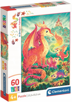 Puzzle Clementoni Super Kolor A Dragon Family 60 elementów (8005125266005)