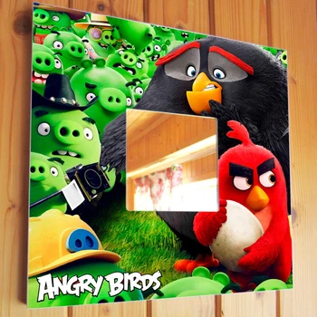 Декоративное зеркало "Герои мультфильма Angry Birds" украшение в детскую комнату, спальню, стильный подарок