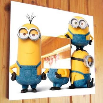 Зеркало декоративное с героями мультфильма "Миньоны. Minions" украшение интерьера для детской комнаты, спальни, игровой