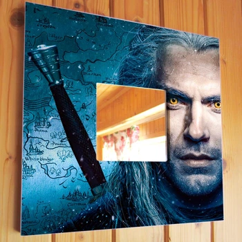 Декоративное зеркало "Ведьмак Геральт. The Witcher" герой сериала, украшение интерьера спальни, подарок фанату кино