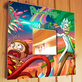 Зеркало с фото "Рик и Морти. Rick and Morty" герои мультсериала, подарок фанату спальню, офис, кафе, бар