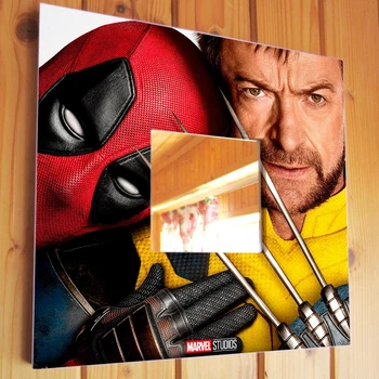 Зеркало "Дэдпул и Росомаха. Deadpool Wolverine. Marvel. Марвел" подарок фанатам комиксов, украшение интерьера