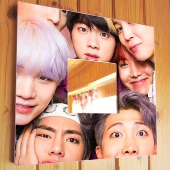 Зеркало "Группа BTS" подарок для фанатов корейской K-pop, поп музыки, украшение интерьера спальни, кафе, бар, клуб