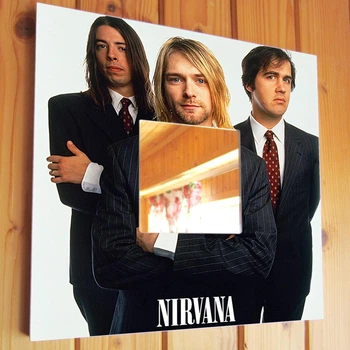 Декоративное зеркало "Группа Nirvana. Нирвана. Курт Кобейн" для фанатов рок музыки, декор в бар, клуб, студию, спальню