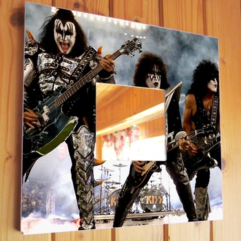 Декоративное зеркало "Группа KISS" для фанатов хард-рок музыки, хеви-метал, музыкантов, украшение бара, клуб студию, подарок