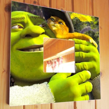 Зеркало "Шрек и кот. Shrek" герои мультфильма, украшение для детской комнаты, спальни