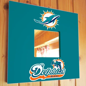 Зеркало "Miami Dolphins" американский футбол NFL команды, для фанатов НФЛ, подарок для спальни, спорт клуба, бара