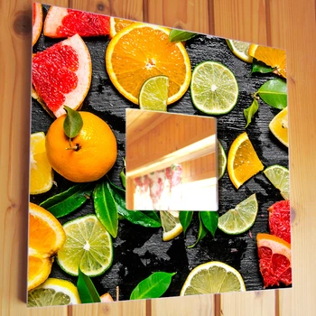Декоративное зеркало для кухни "Цитрусы. Фрукты. Натюрморт" украшение кафе, бара, ресторана кафе, подарок в интерьер