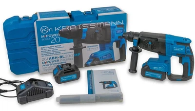 Перфоратор аккумуляторный KRAISSMANN 261 ABH-BL 20/2 MP (Две АКБ по 4000 мАч, зарядное устройство, кейс)