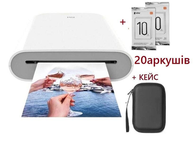 Принтер портативный Mi Pocket photo printer для друку фотографій + 25 листів клейкого фотопаперу+кейс