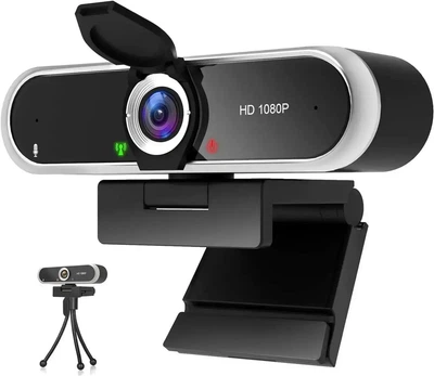 Веб камера NIVEOLI 1080P с микрофоном, трехногой штативом и шторкой, HD Webcam Plug and Play